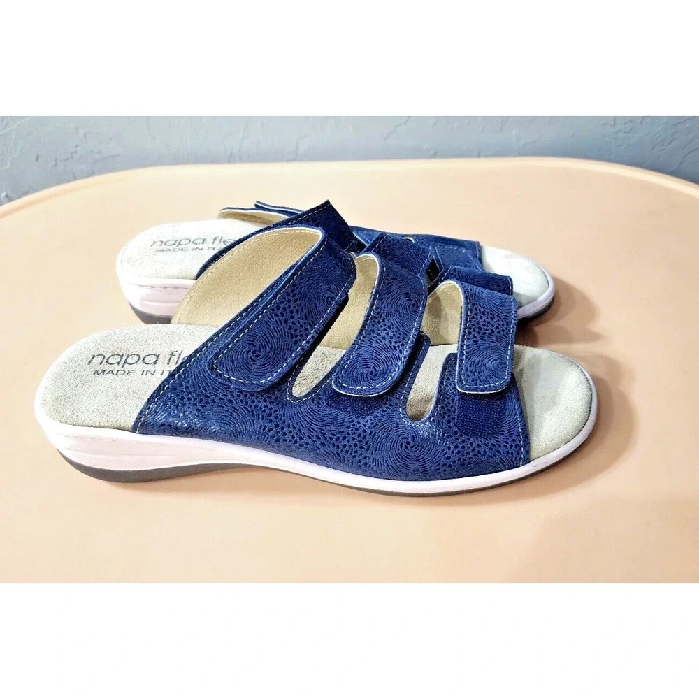Napa Flex Women's Brenda Slides Blue Sandals Size‎ 10M Casual